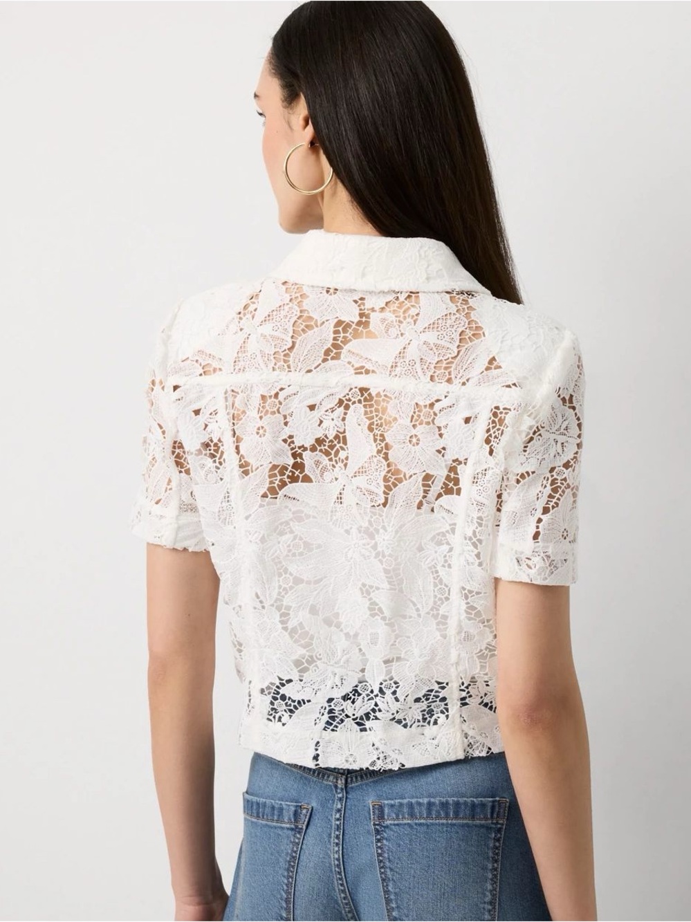 White House Black Market Lace Button up jacket - Picture 3 of 7